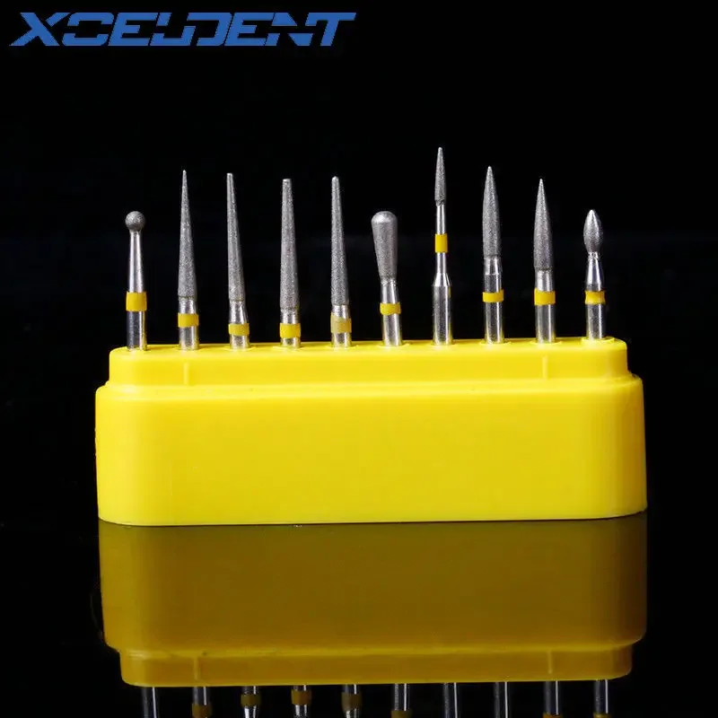 10 pçs/caixa fg handpiece de alta velocidade bur conjunto de moagem broca esmeril bur polimento bur moagem ferramenta de polimento dental