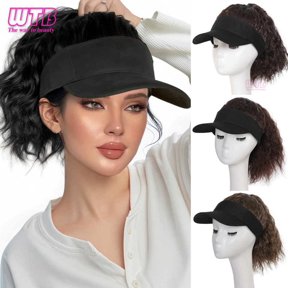 Chapéu com cabelo preso para mulheres rabo de cavalo peruca de cabelo encaracolado com boné de cabelo estilo boné de beisebol boné de beisebol rabo de cavalo peruca