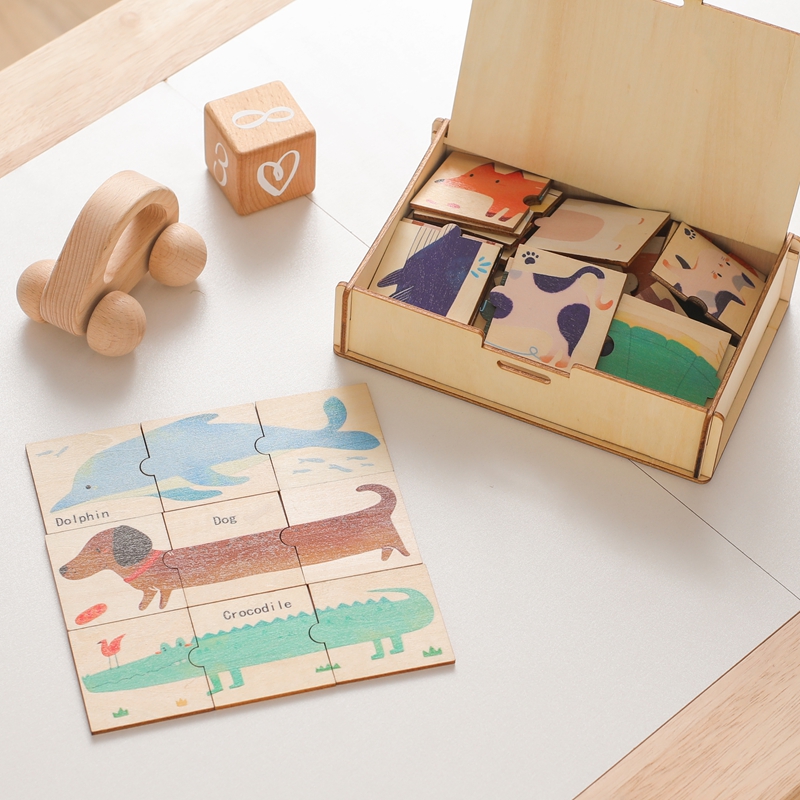 Juguetes para bebés, rompecabezas de madera Montessori, juguetes para niños, tablero de agarre de mano, juguetes educativos de aprendizaje cognitivo Animal para niños de 1 a 3 años