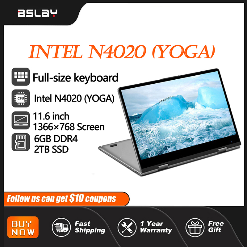 노트북 11.6 인치 인텔 셀러론 N4020 HD 카메라, 4500 mAh 터치 스크린, 6GB RAM, 2TB SSD, DDR4 Win11, 360 ° 플립 휴대용 태블릿