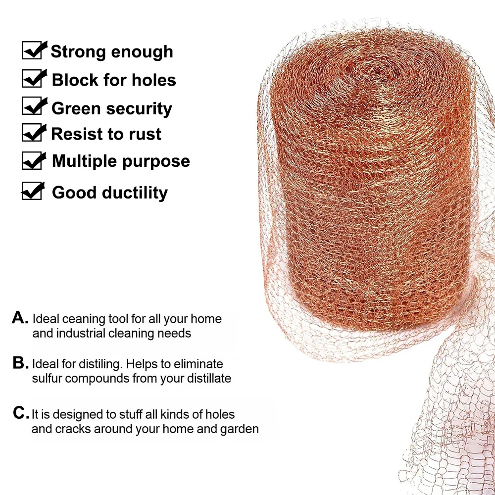 1-15M Pure Copper Mesh Anti Snail Copper Wire Filter Copper Mesh Decorative Garden Mesh Copper Mesh Woven Filter 12.7cm Wide