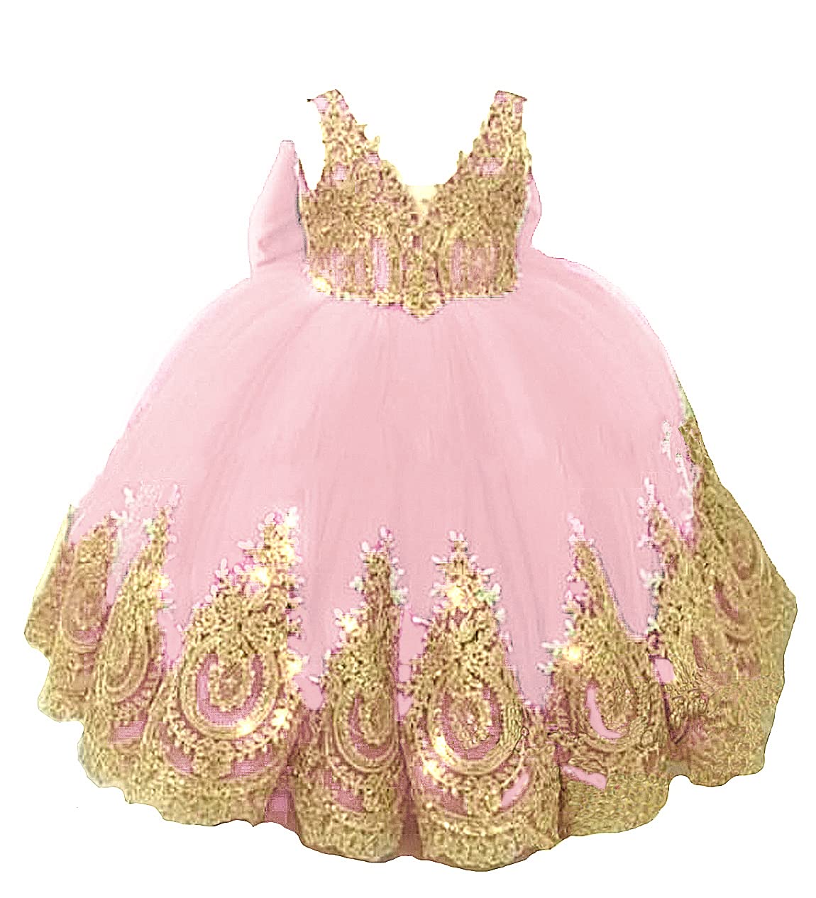 Vestido da menina de flor um ombro com renda dourada africano pageant vestidos nó arco tule crianças festa aniversário primeira comunhão vestidos