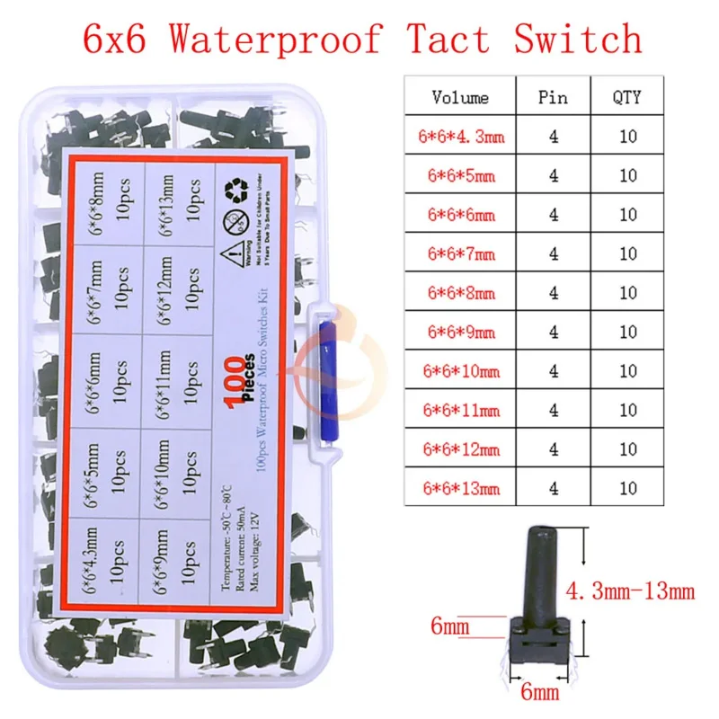 DIY Micro Switch Assorted kit Box Push Button Tact Switches Reset Mini Switch Car Remote Control Keys Button Touch Microswitch