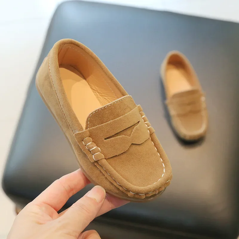 Menino sapato de couro moda cor sólida versátil crianças escola causal único sapatos respirável antiderrapante crianças deslizamento-em mocassins planos