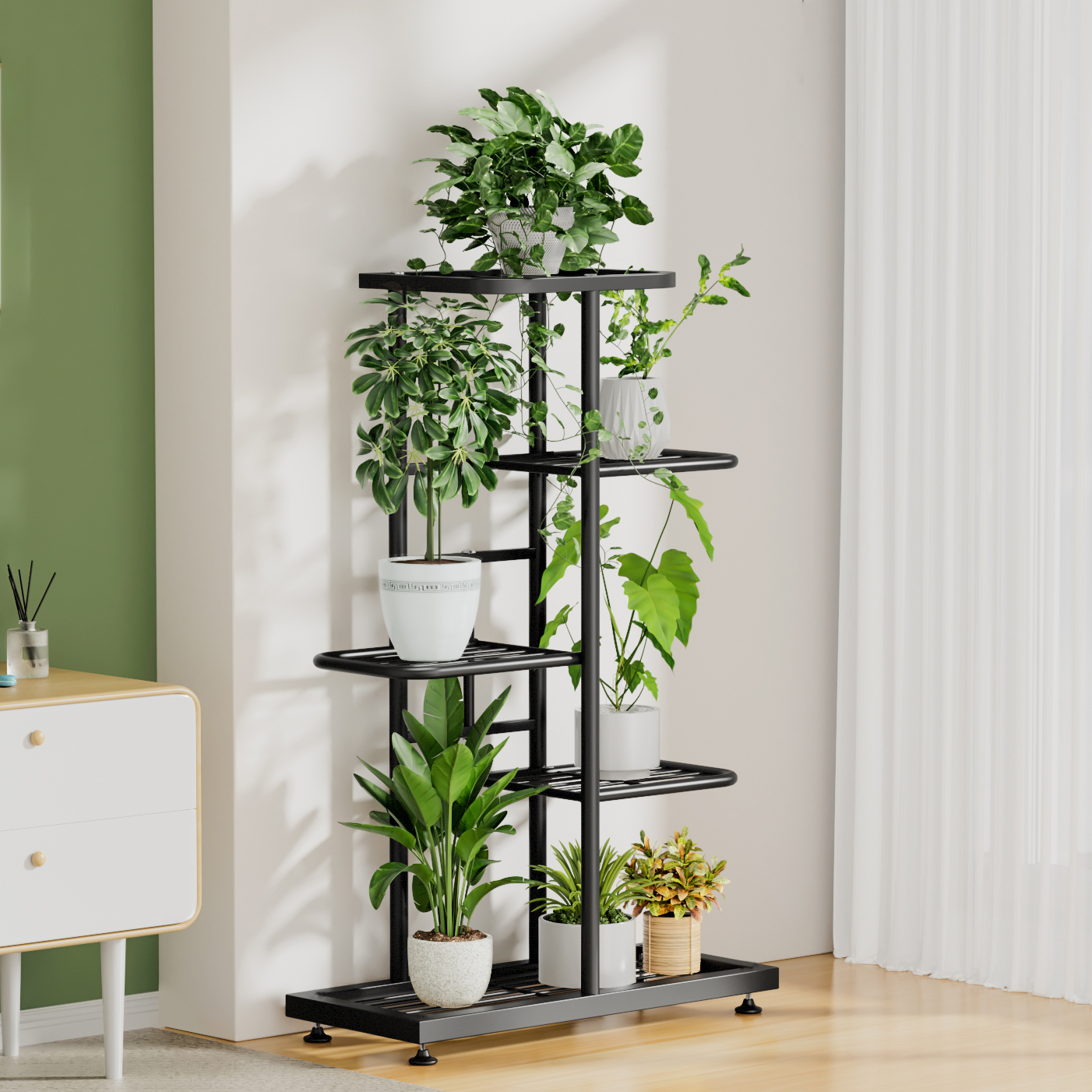 Prateleira de ferro para plantas, vaso de flores, suporte para vários vasos de flores, prateleira interna e externa, organizador de exibição de plantador