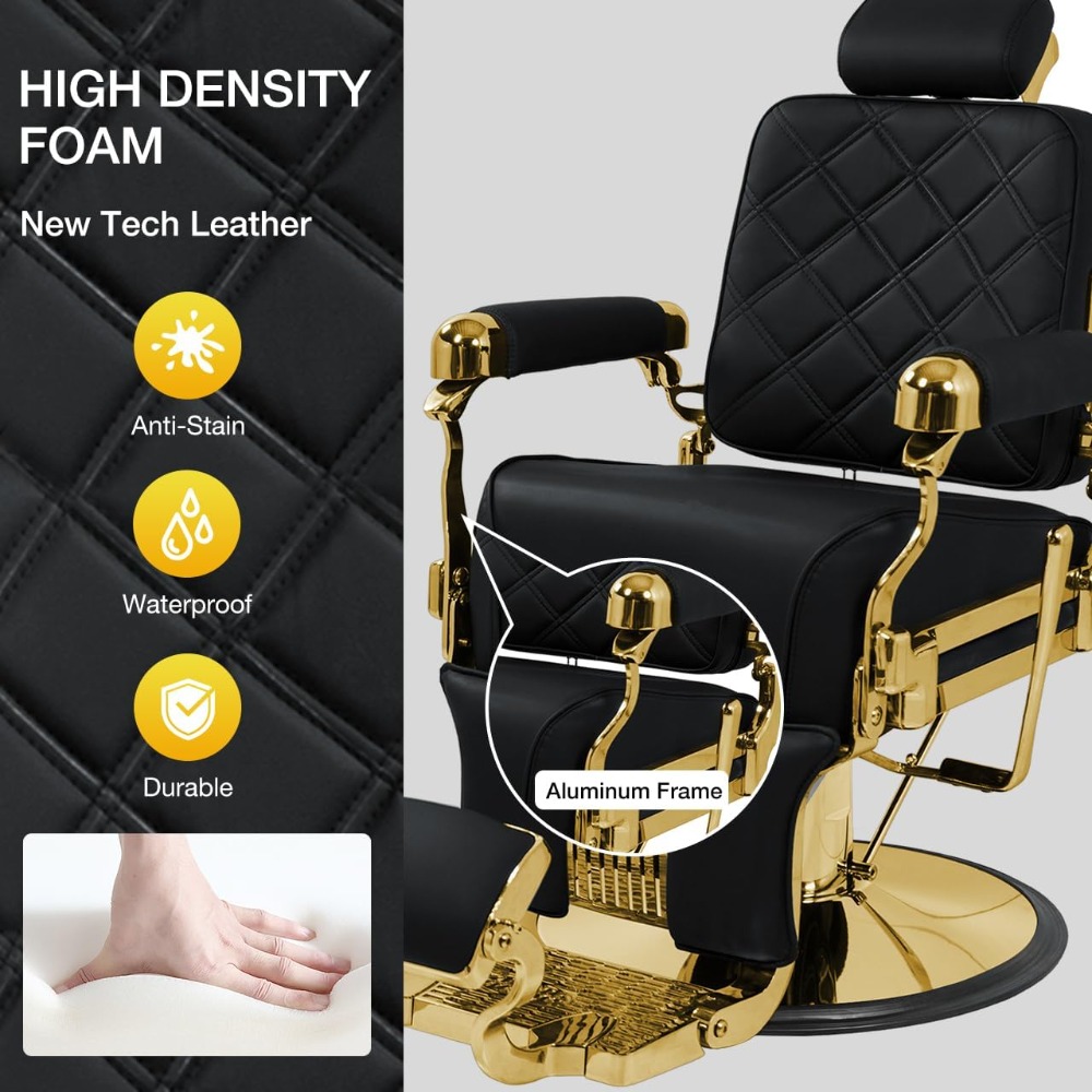 Vintage Barber Chair Heavy Duty Hydraulic Recline Salon Chair, 550 lbs Capacity, 160° Adjustable Backrest, Scratch-Resistant