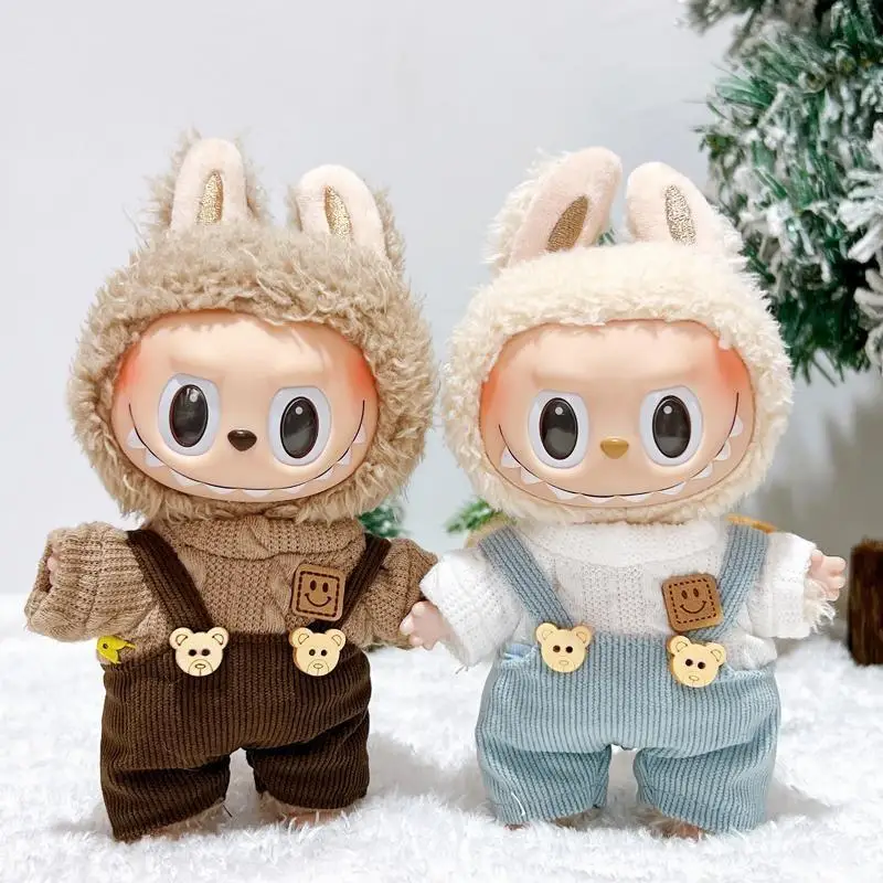 สําหรับ Labubu v1/v2 นั่งเสื้อผ้าเด็กคริสต์มาสแต่งตัวหมีหลวมน่ารัก macaron labubu อุปกรณ์เสริมน่ารักตกแต่งเสื้อผ้า