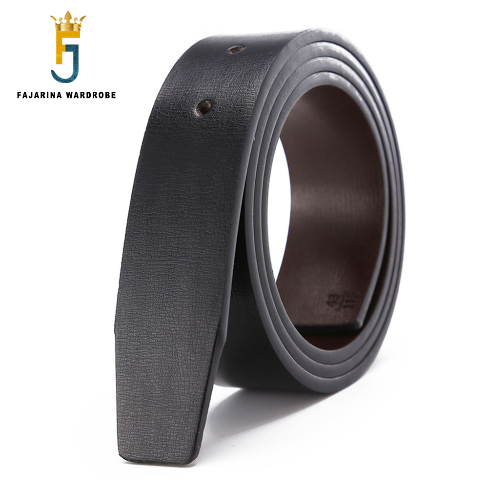 FAJARINA, cuero genuino de calidad de segunda capa de doble cara para cinturones lisos, deslizantes y Pin de 3,3 cm, cuero de vaca sin hebilla LUBT16