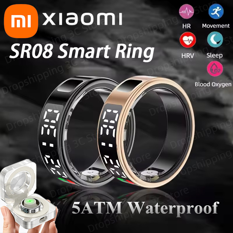 Xiaomi SR08 Smart Ring Men Women LED Display Screen Heart Rate Blood Oxygen Monitoring Multi Sports Modes 5ATM Waterproof 2025