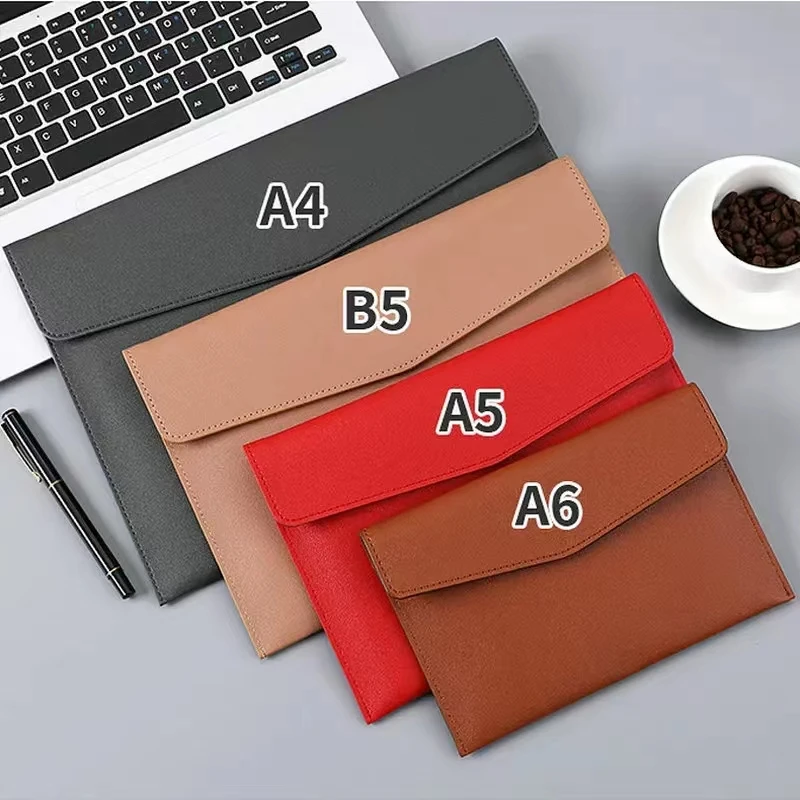 Tas berkas หนังแฟชั่นสำหรับจัดระเบียบเอกสาร A4 A5กระเป๋าเก็บเอกสารสัญญาทางธุรกิจกระเป๋าใส่เอกสาร A6