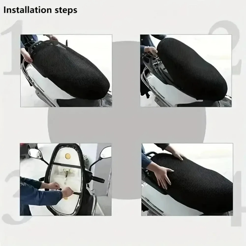 2025NIEUWMotorcycle Seat Cover - Dik ademend gaas voor scooters, motorfietsen, zonwering poly motorfiets zitkussens