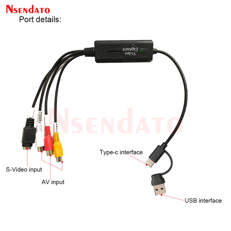 USB 2.0 Type C AV S Адаптер карты захвата видео RCA AV Video Composite в конвертер USB Type C Поддержка NTSC PAL для камеры OBS PC
