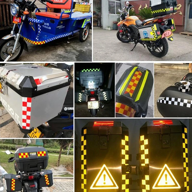 10 cm * 5 m wasserdichte reflektierende Aufkleber gelb-schwarz selbstklebend hohe Sichtbarkeit Vorsicht Warnung Sicherheitsband für Auto Motorrad