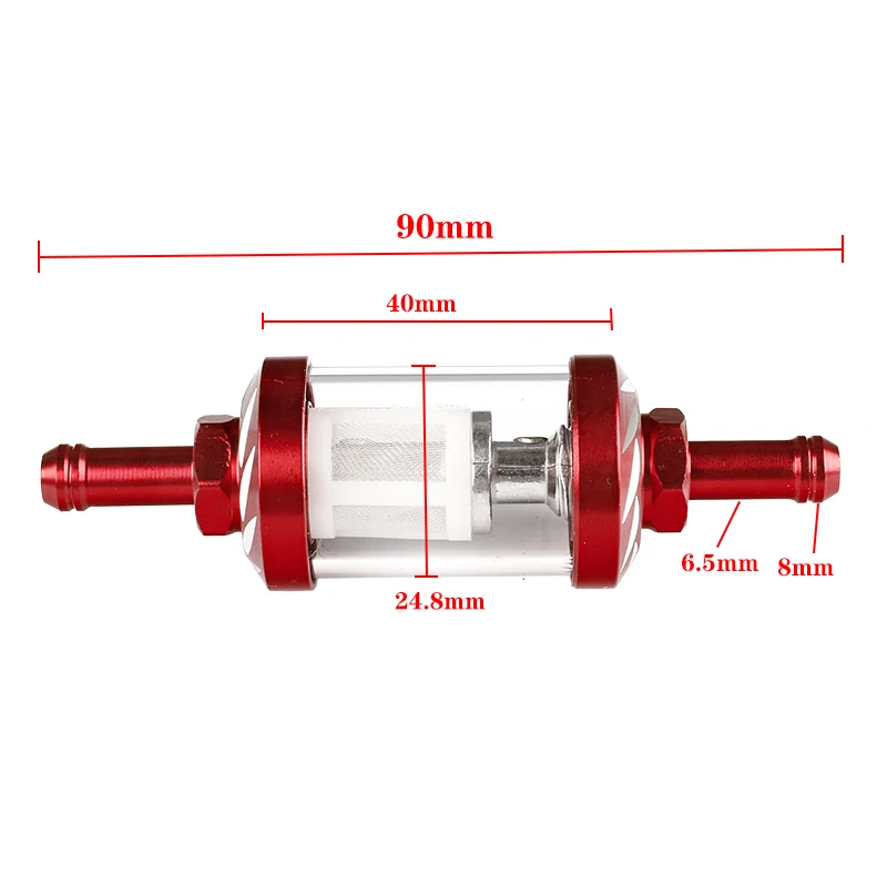 8mm CNC 알루미늄 합금 유리 가스 연료 가솔린 오일 필터 모토 먼지 핏 자전거 125/140/150/160cc CRF70 90 110 TTR100 110 KLX65