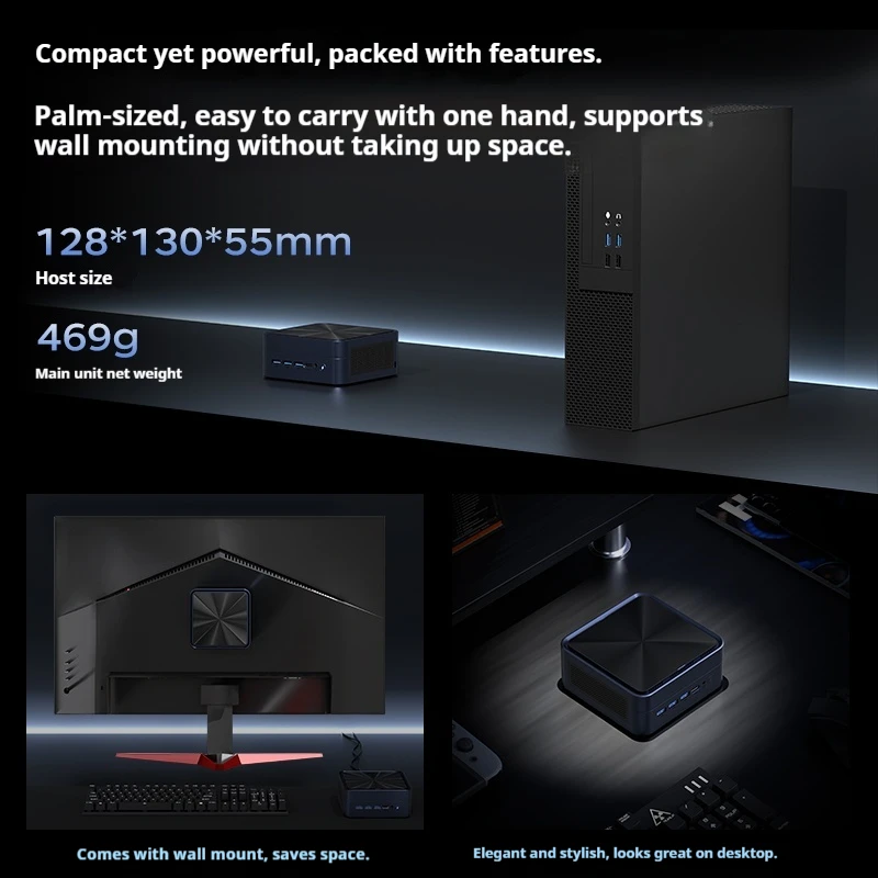 Mini Host Amd Ryzen R7-7735hs 8745hs Ddr5 70w Wifi6 4k Pcie4.0 SSD High-End Gaming Desktop Mini Host Diy Barebone System