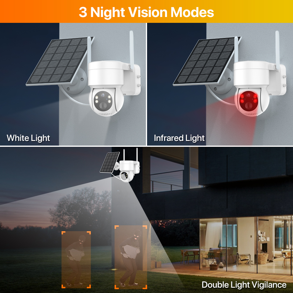 Ingebouwde batterij WiFi PTZ 4MP Draadloze IP-camera voor buiten 6X zoom 1080P Videobewakingscamera Lange tijd stand-by iCSee