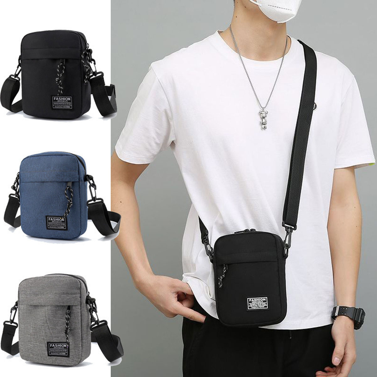 Multifunctional, stylish, lightweight and mini crossbody/shoulder bag for men - canvas phone bag, casual sports small square bag