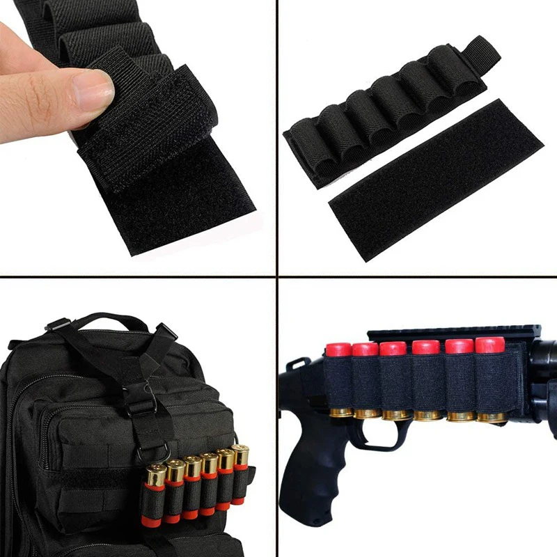 Tactische Outdoor 6 Ronde Shotgun Shell Houder Munitie Pistool Bullet Reload Houder met zelfklevende achterkant Sticker voor 12 Gauge