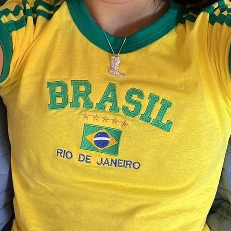 Camiseta y pantalones cortos con estampado de letras ARASIL estéticas para mujer, camisetas Vintage Grunge de manga corta para bebé, Top corto de verano, ropa Y2k