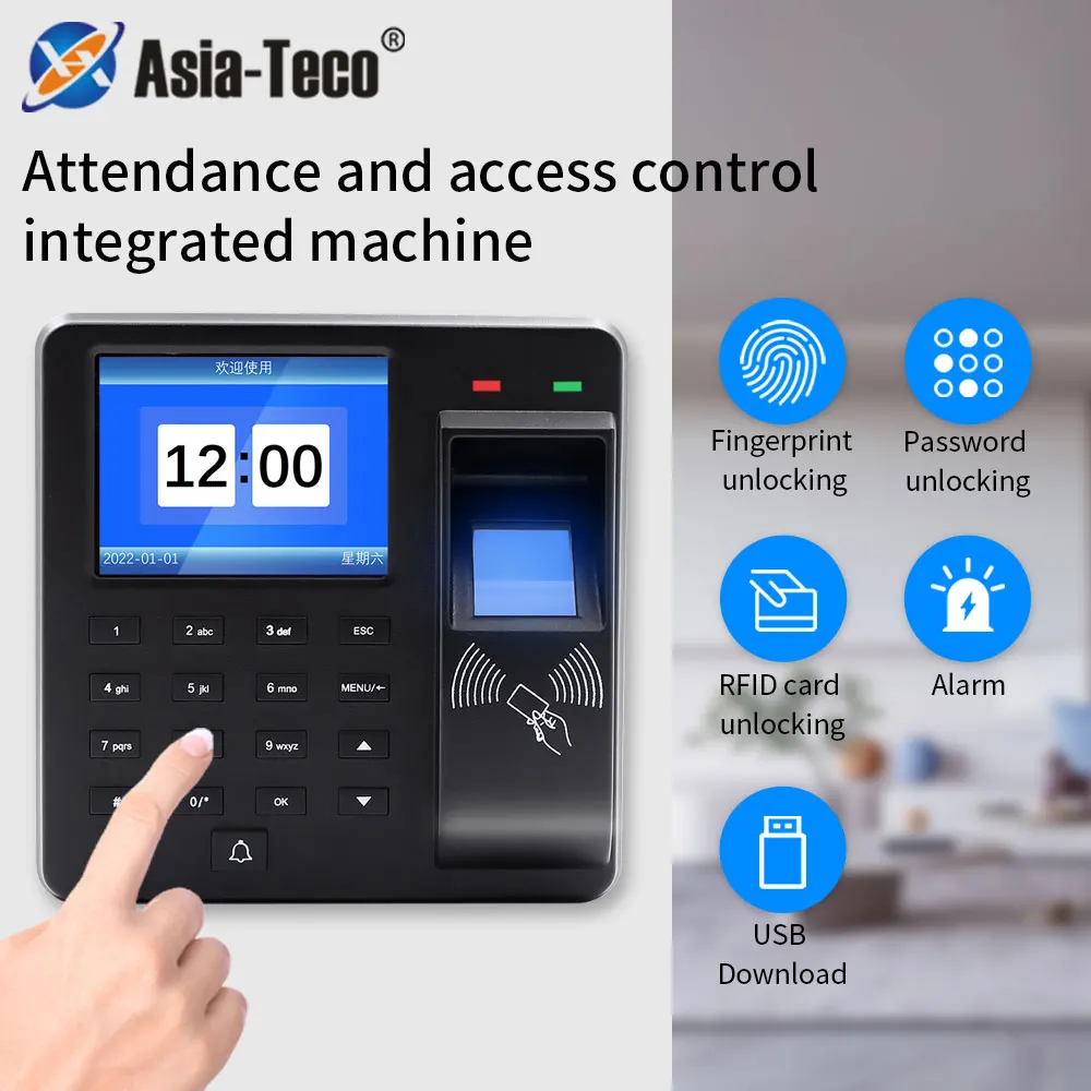 Zutrittskontrolle, Zeiterfassungsmaschine, Fingerabdruckerkennung/Passwort/125 kHz, RFID-Karte, Stechuhr, Check-in-Recorder für Mitarbeiter