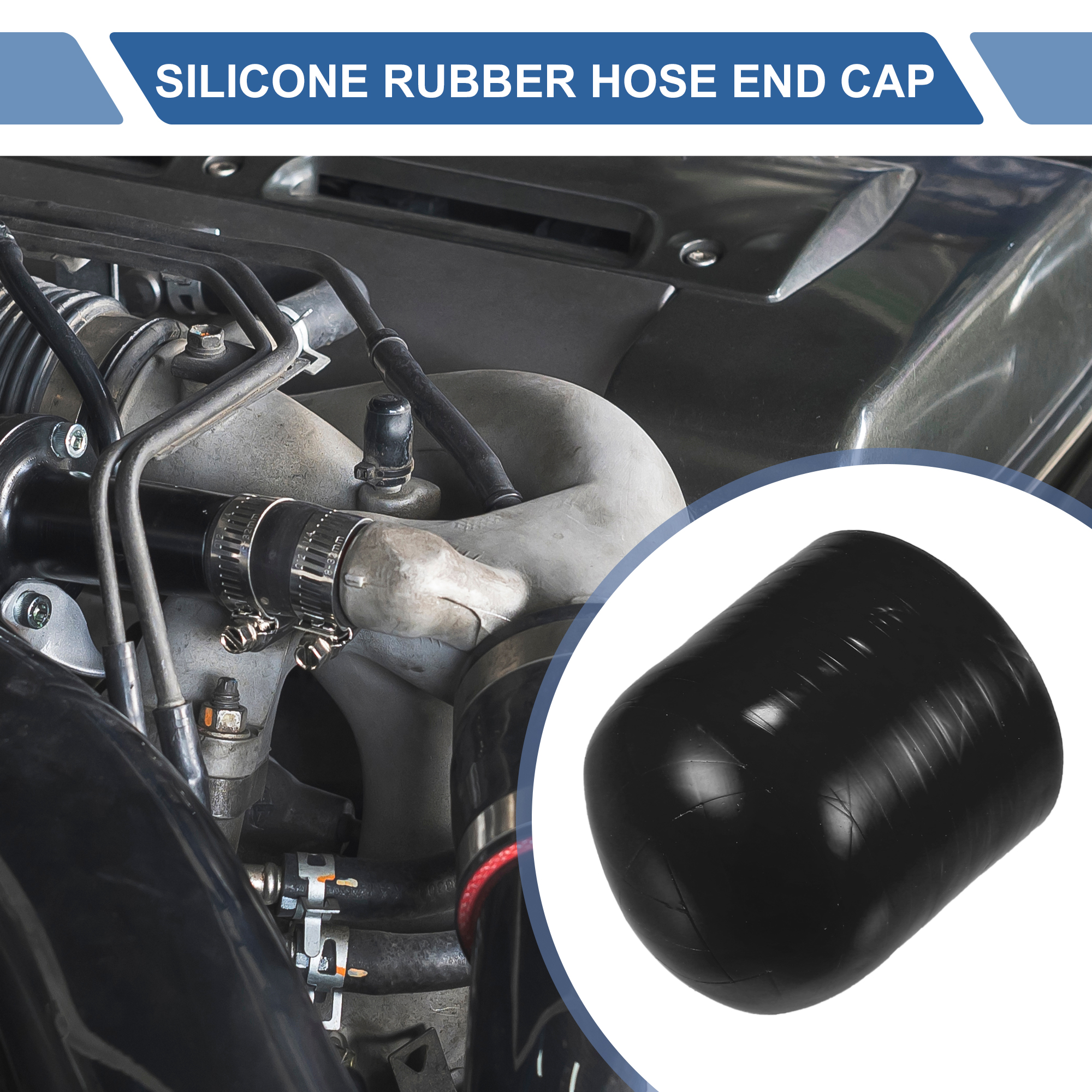 UXCELL 6 ミリメートル-40 ミリメートル ID 30 ミリメートル長さ車のシリコーンゴムホースエンドキャップシリコーン強化ブランキングキャップバイパスチューブ用黒