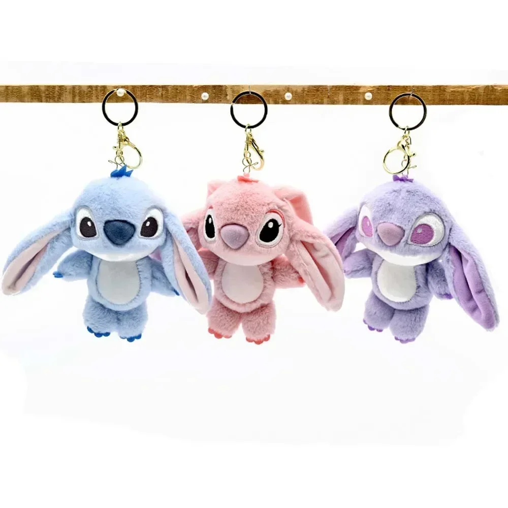 Cartoon Stitch Plush Keychain Soft Toy Cute Stuffed Animal Pendant Gift for Girls  Angel Doll Bag Charm Kids Birthday Present