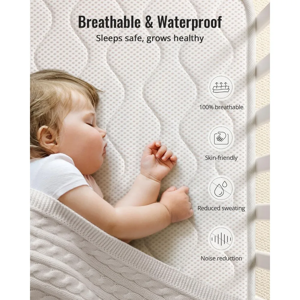 100% Breathable Crib Mattress, Certified Premium Foam Toddler Mattress for Toddler Bed with Soft Full-Zip Closure Design