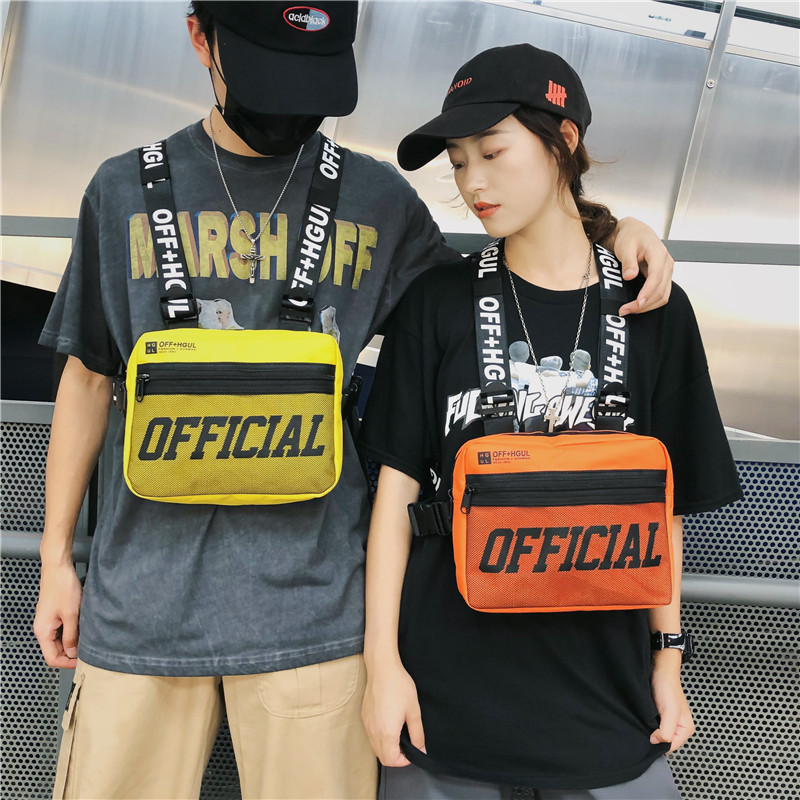 Bolsa de pecho táctica funcional para mujer, chaleco de estilo Hip Hop, ropa de calle, riñonera negra para correr, bolsa de aparejo para el pecho