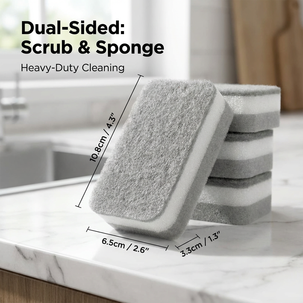 20pcs Pan Pot Cleaning Kit - Double-sided Sponge Scouring Pads for Kitchen Washing & Maintenance