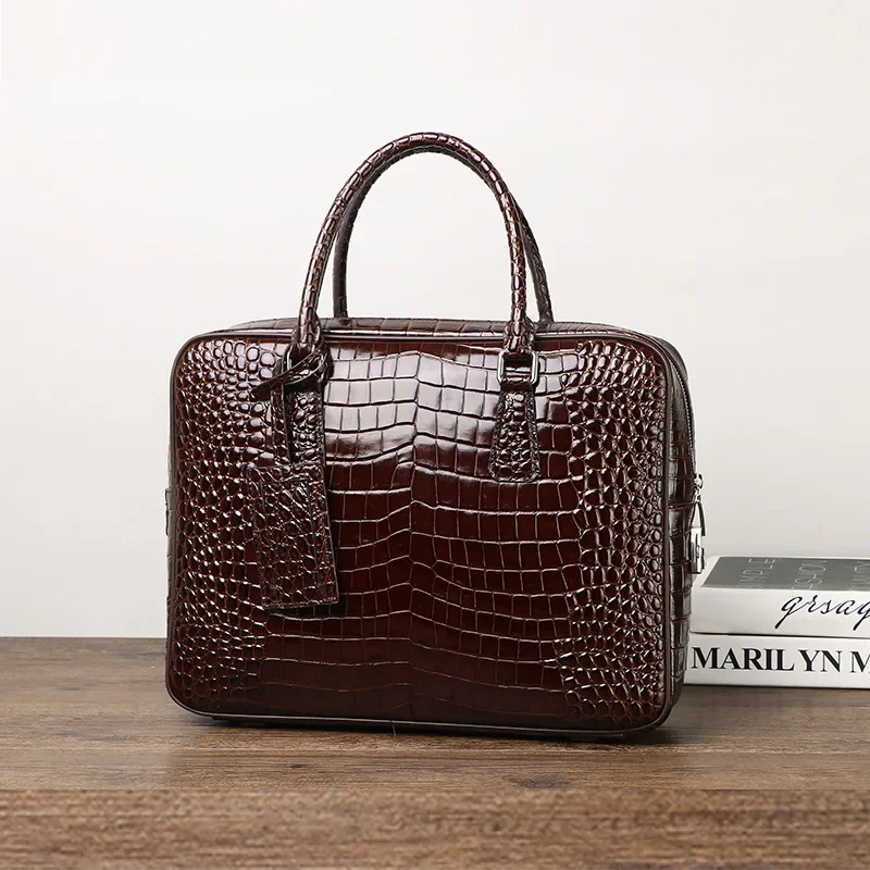 2025 Nuovo modello di alligatore di lusso in vera pelle da uomo d'affari valigetta borsa a tracolla maschile borsa per computer portatile messenger da uomo
