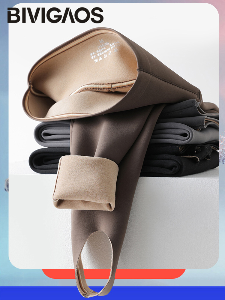 BIVIGAOS Otoño Invierno nuevo conejo polar botas gruesas Leggings mujeres pantalones de pie delgados Yoga Fitness deportes cálido tiburón Leggings