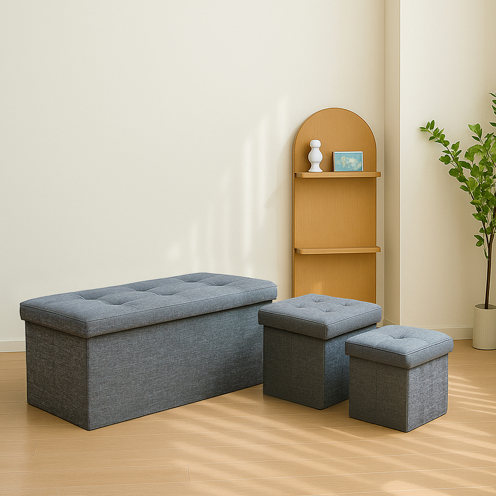 (LETO) 레토 패브릭 스툴 수납 화장대 의자 LFC-S01