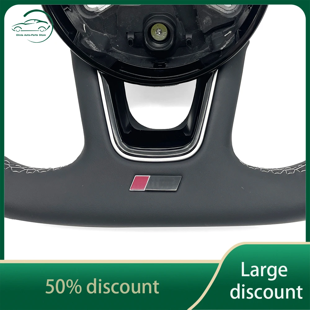 Para Audi RS3 RS4 RS5 A3 A4 B9 A5 S3 S4 S5 2017-2021 volante de cuero blanco medio perforado