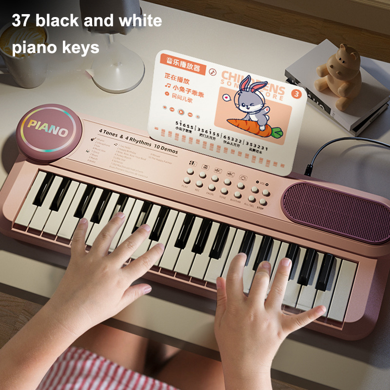 Children's Piano Keyboard 37 Keys Multifunctional Electronic Piano with Microphone Children's Early Education Educational Toys