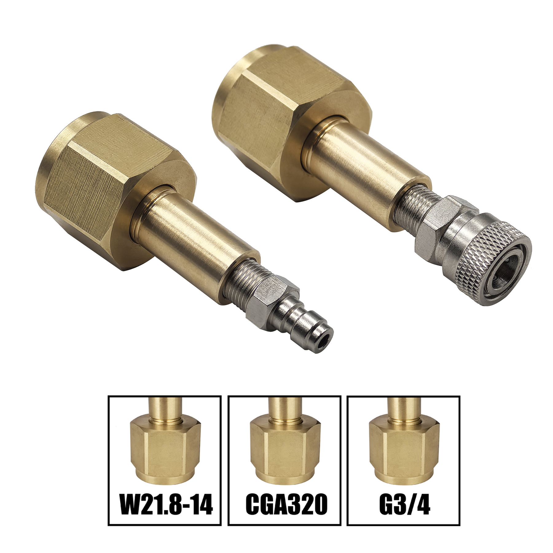 Soda Water Accessories CO2 Cylinder with 8mm Quick Disconnection Nipple Copper Material Thread Size with W21.8-14 CGA320 G3/4