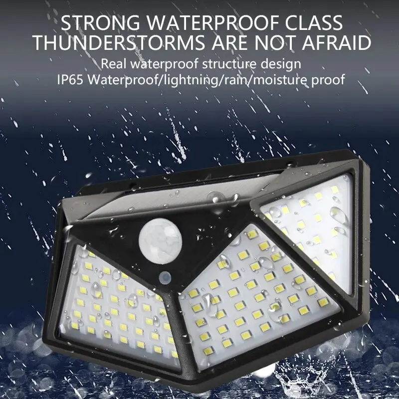 100led Solar Wand leuchte Außen lampe wasserdichter Bewegungs sensor solar betriebene Sonnenlicht Straßen laterne Garten geländer dekorative Lampe