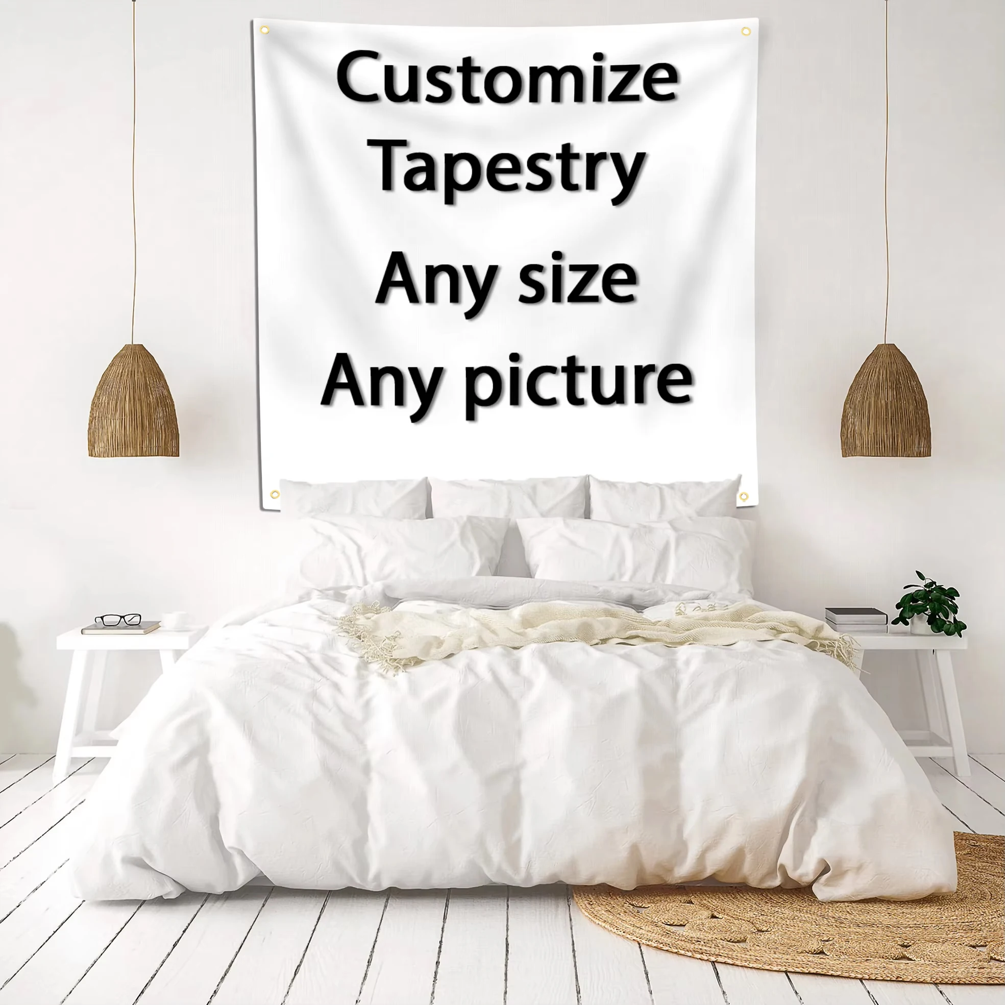 Custom Flag 4 Holes Tapestry Your Any Size Picture Polyester Printed Bar Bedroom Room Background Decoration