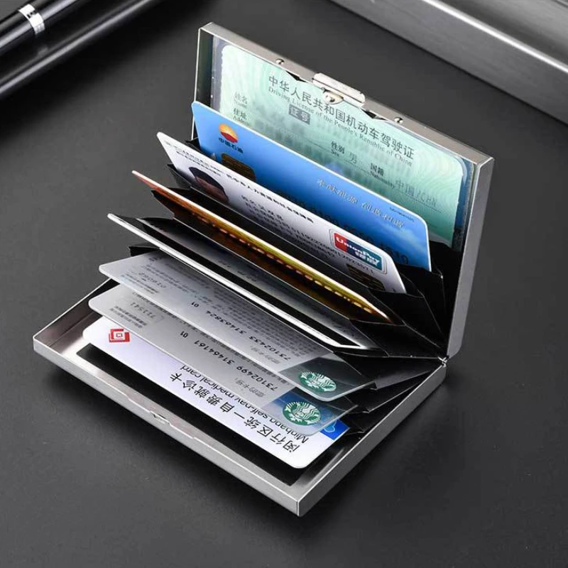 RFID Anti Theft Metal Purse Men's Ultra-thin Anti Demagnetization Card Holder Women's Credit Card Cover Stainless Steel Wallet