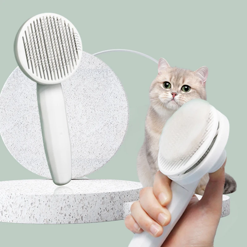 Peine para depilación de gatos, peine mágico para mascotas, depilación flotante con un clic, suministros de belleza de limpieza Universal para perros y gatos, 1 ud.
