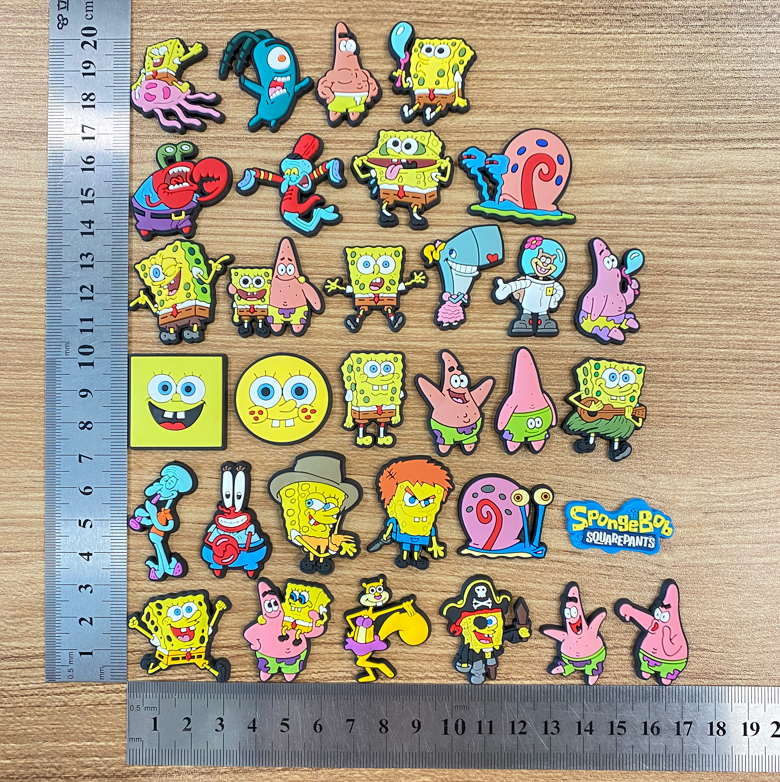 20pcs/set Shoe Charms DIY Spongebob Accessories For PVC Decorations Fit to Bubble Slides Sandals