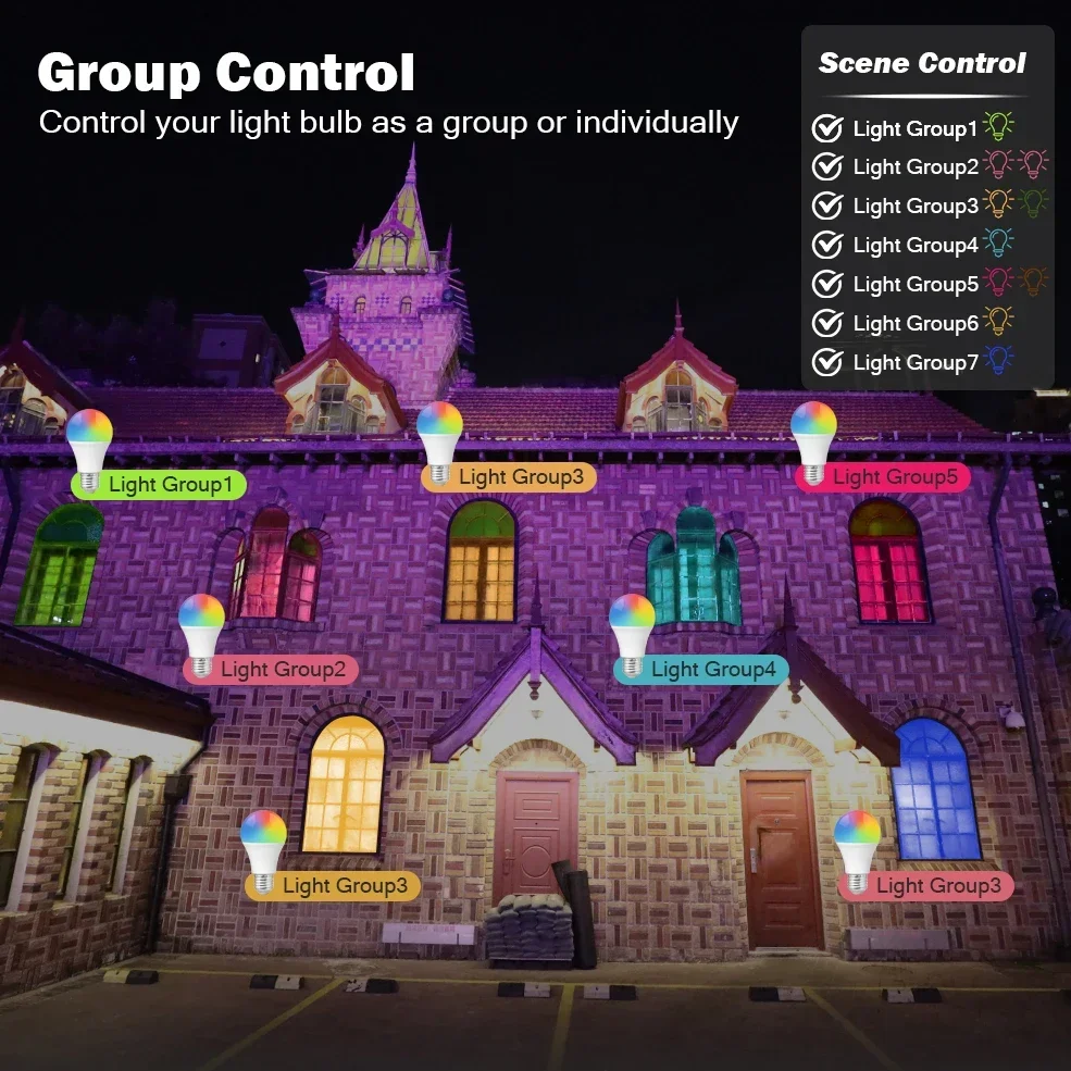 Lampadina intelligente Tuya Rgb dimmerabile Gu10 C37 A60 T37 E14 E27 B22 Luce Wifi Led Lampada magica AC85V-265V Funziona con Alexa Google Home