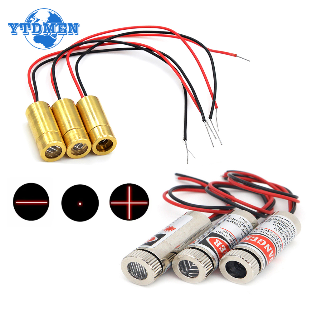 650 nm 5 mW Red Point / Line / Cross Laser Modul Kopf Glaslinse Fokussierbare Laserdiode Industrieklasse