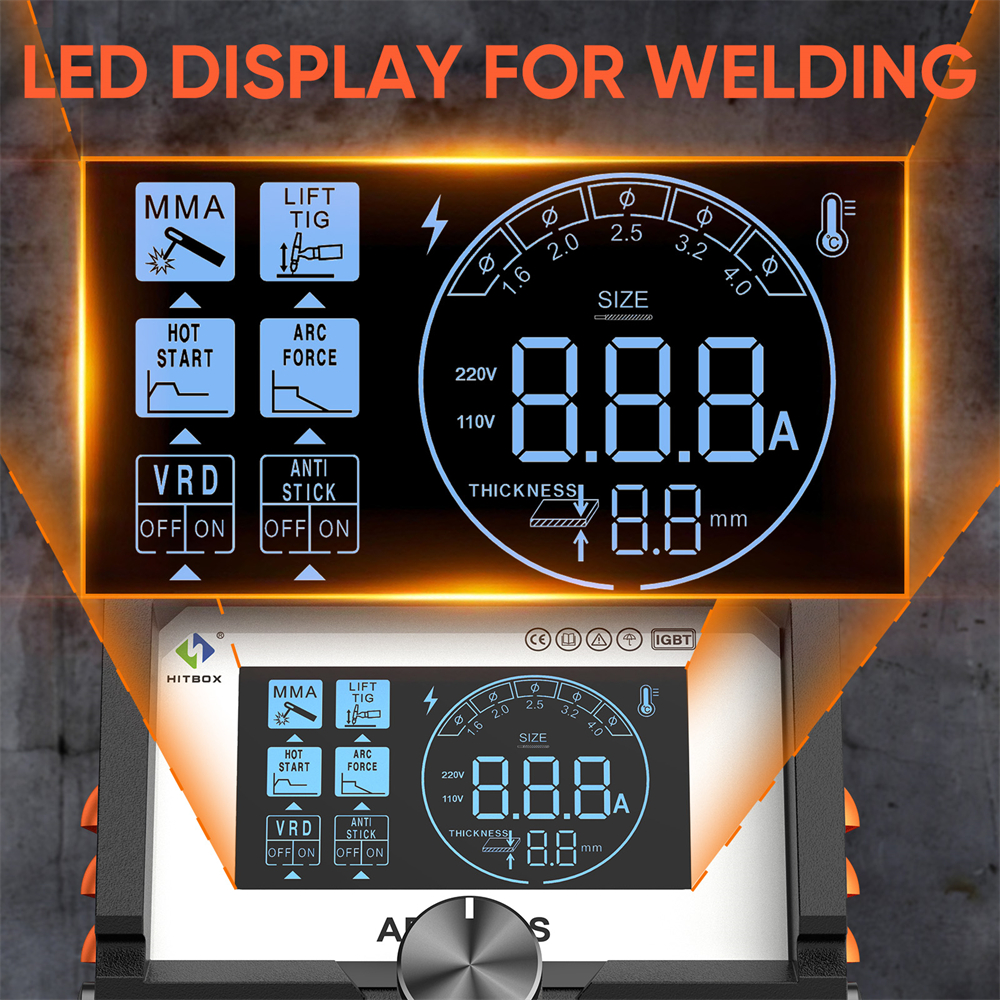 HITBOX ARC200S Schweißgerät 2 in 1 ARC MMA LIFT WIG MINI IGBT Inverter LED Digitalanzeige Tragbares Heimschweißgerät 220V 10-200A