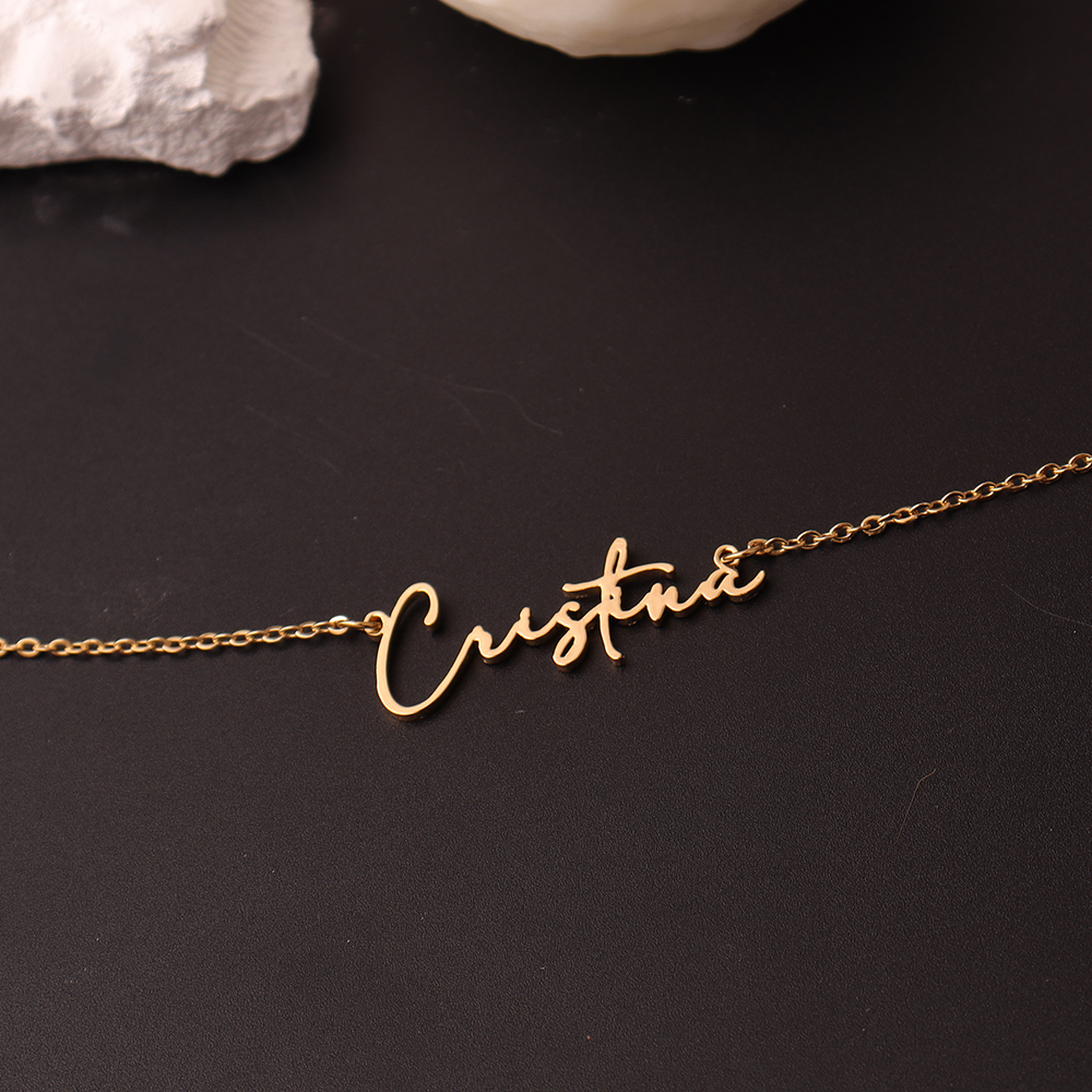 Collar con nombre personalizado para mujer, colgante con letra cursiva personalizada, joyería de acero inoxidable, Gargantilla de cadena para hombre, Collar personalizado