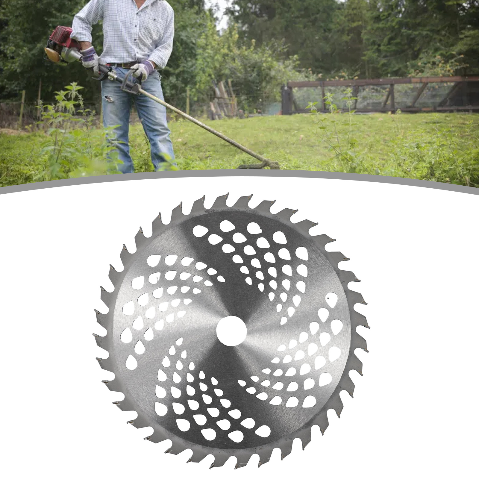 Cabeça de aparador de grama, 9 polegadas, 36 dentes, lâmina de serra, cortador de escova de madeira, disco de corte para jardim, cortador de grama, ferramentas elétricas, 1 peça