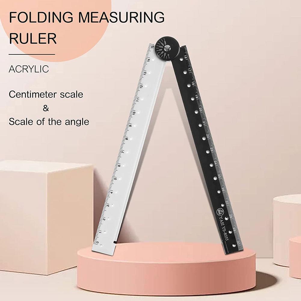 Folding Ruler Black And White Simple Graphic Primary Creative Birthday School Gift Stationery Drawing Template Angle Measuring