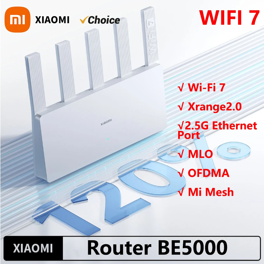 Xiaomi BE5000 Router Wi-Fi 7 Dual-Frequency Mesh Netwerk 2,4/5GHz met 2,5G High-Speed Poort IPTV OFDMA Signaalversterker voor thuis