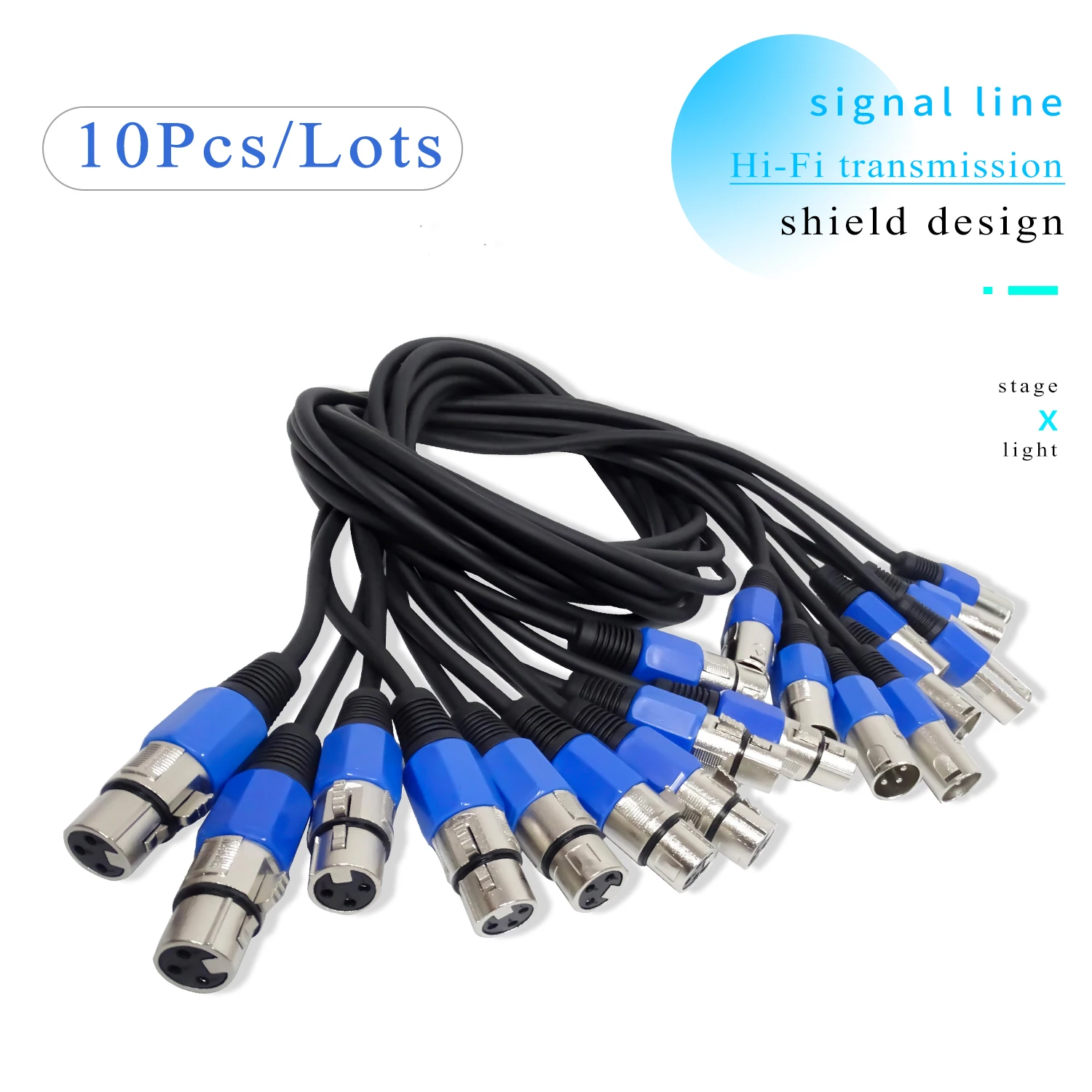 10 ชิ้น/ล็อต 3-PIN DMX สัญญาณสาย, (1 M,2 M,3 M,) LED PAR Stage ไฟ Dmx สาย Dj อุปกรณ์ 100% ใหม่