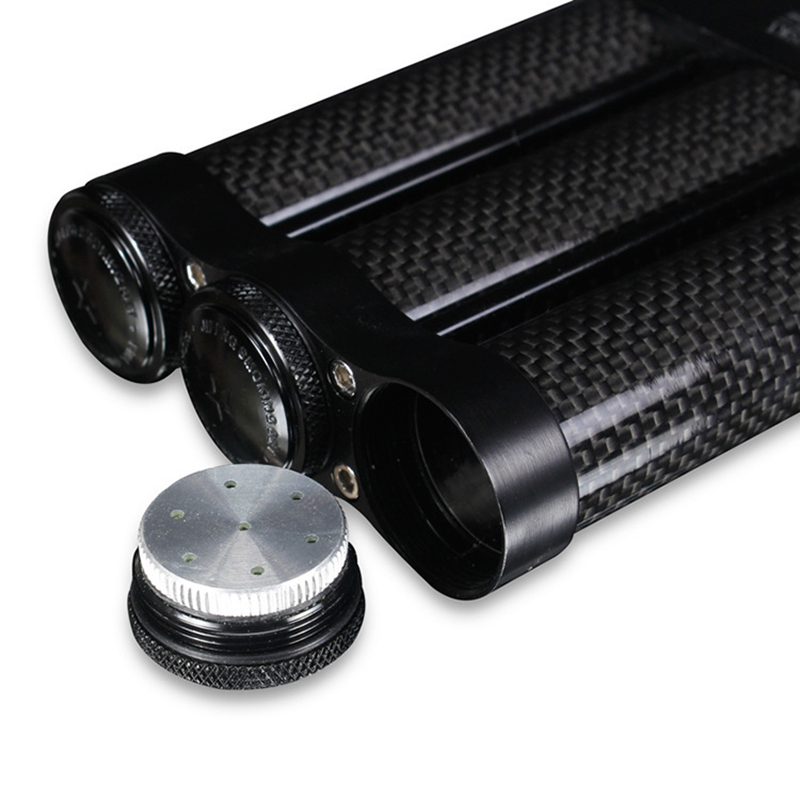 Kotak Cerutu Serat Karbon Hitam Humidor Travel Portabel 3 Tabung Kotak Cerutu dengan Perlengkapan Tempat Penyimpanan Cerutu Humidor Cerutu