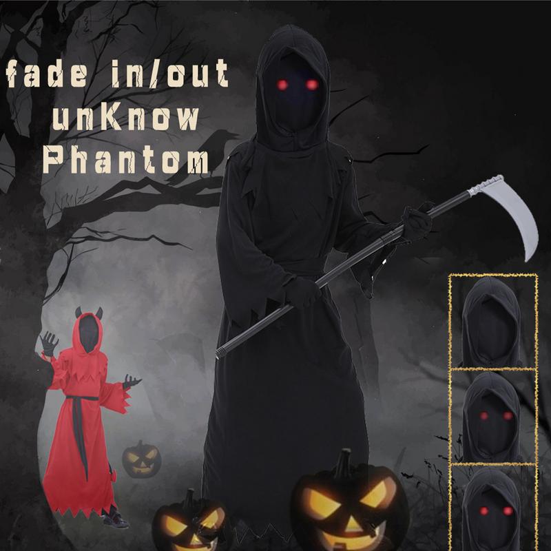 Conjunto de disfraces de Halloween para niños, juego de rol, disfraz de muerte negra y roja, accesorio de ropa